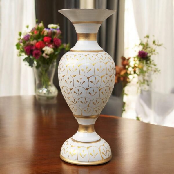 Sahar Handicrafted Plastic Vase For Living Room Decoration Small Size 12 Inch (White)